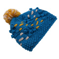 New Design Sweet Girls Multicolor Hand Knit Winter Hat